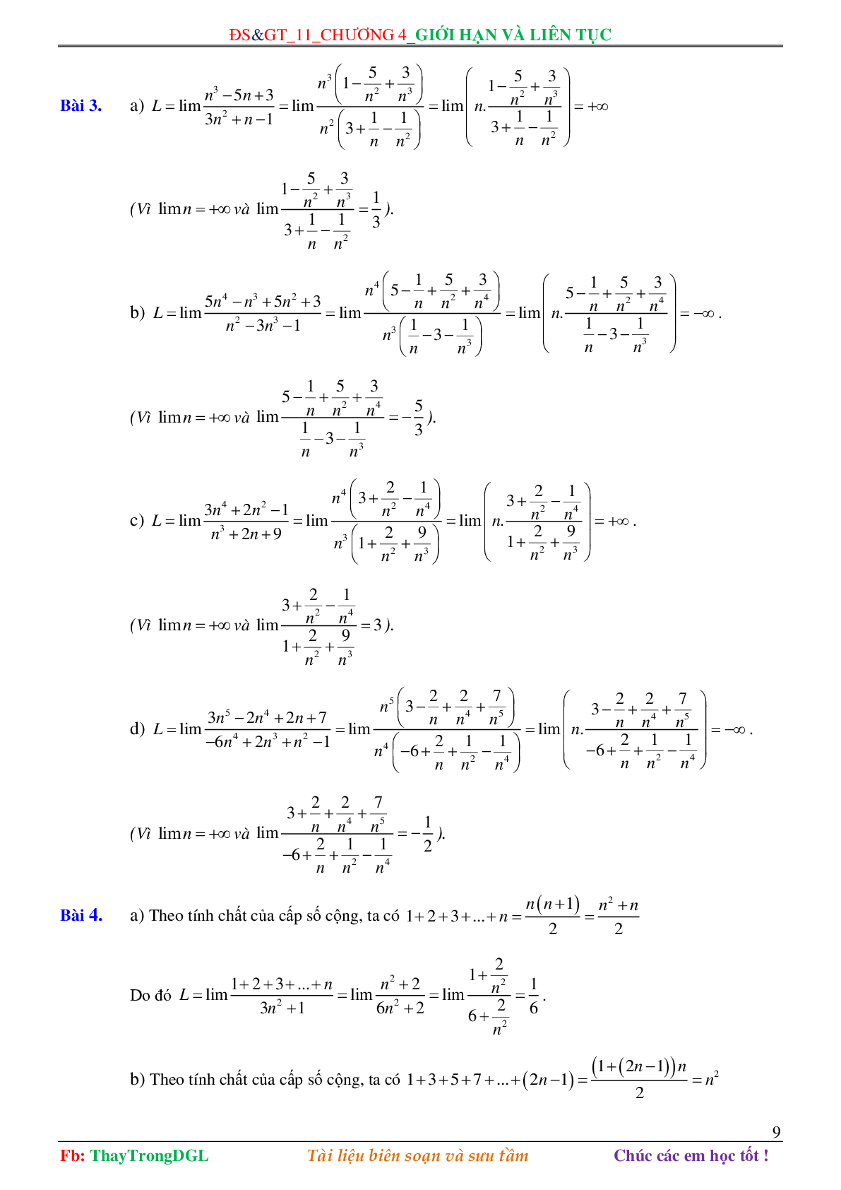 Các dạng toán về Giới hạn và liên tục (có bài tập kèm theo) (trang 9)