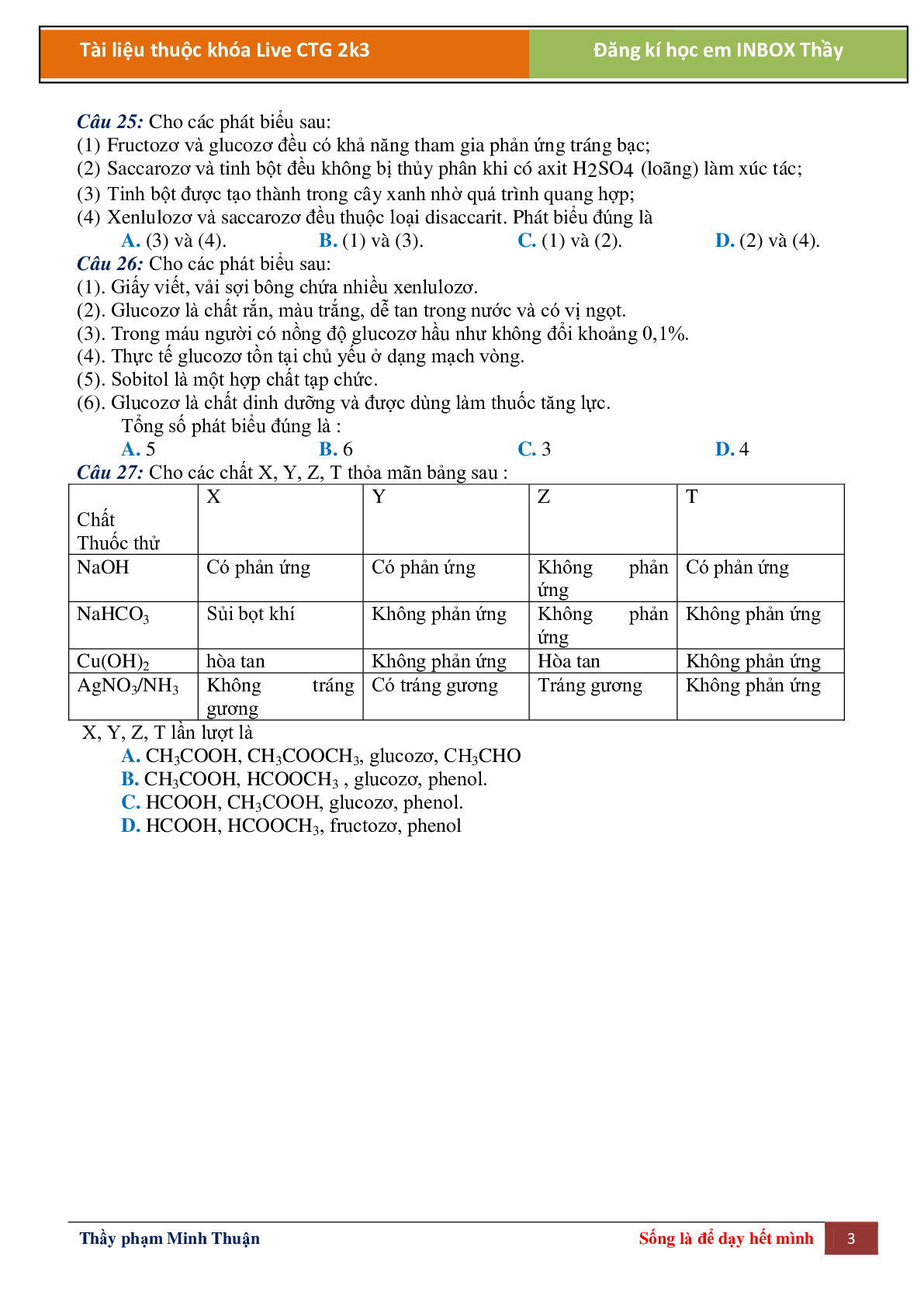 Lý Thuyết Cacbohidrat môn Hóa học lớp 12 (trang 3)