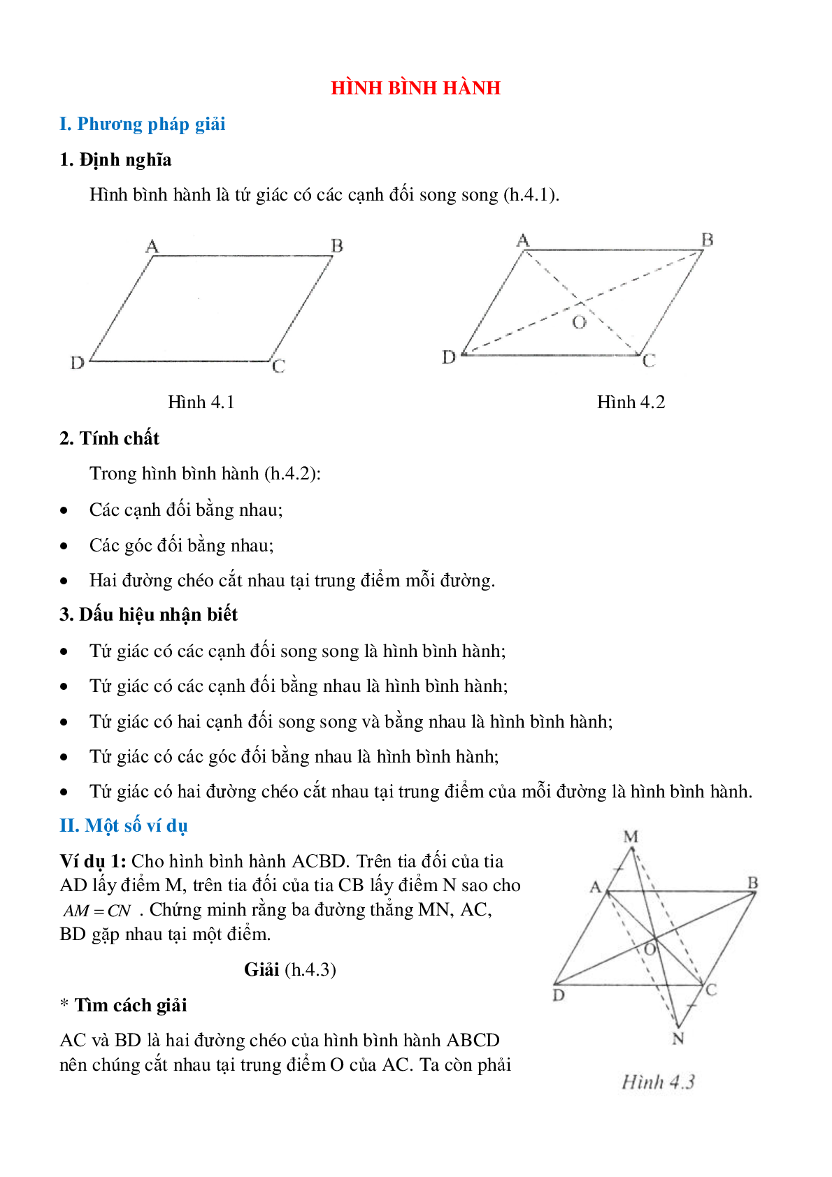 Hình bình hành - Hình học toán 8 (trang 1)