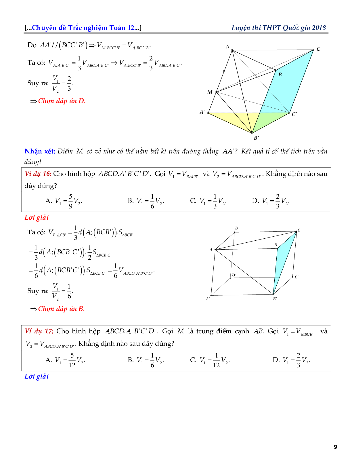 Bài tập về tỉ số thể tích khối đa diện (trang 9)