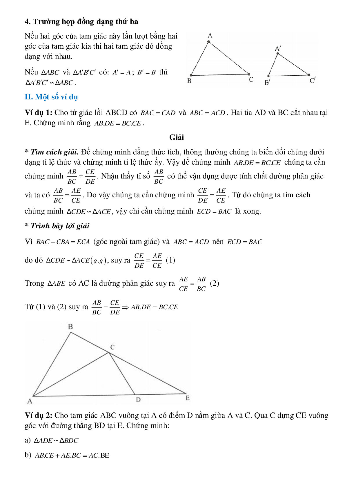 Các trường hợp đồng dạng của tam giác (trang 2)