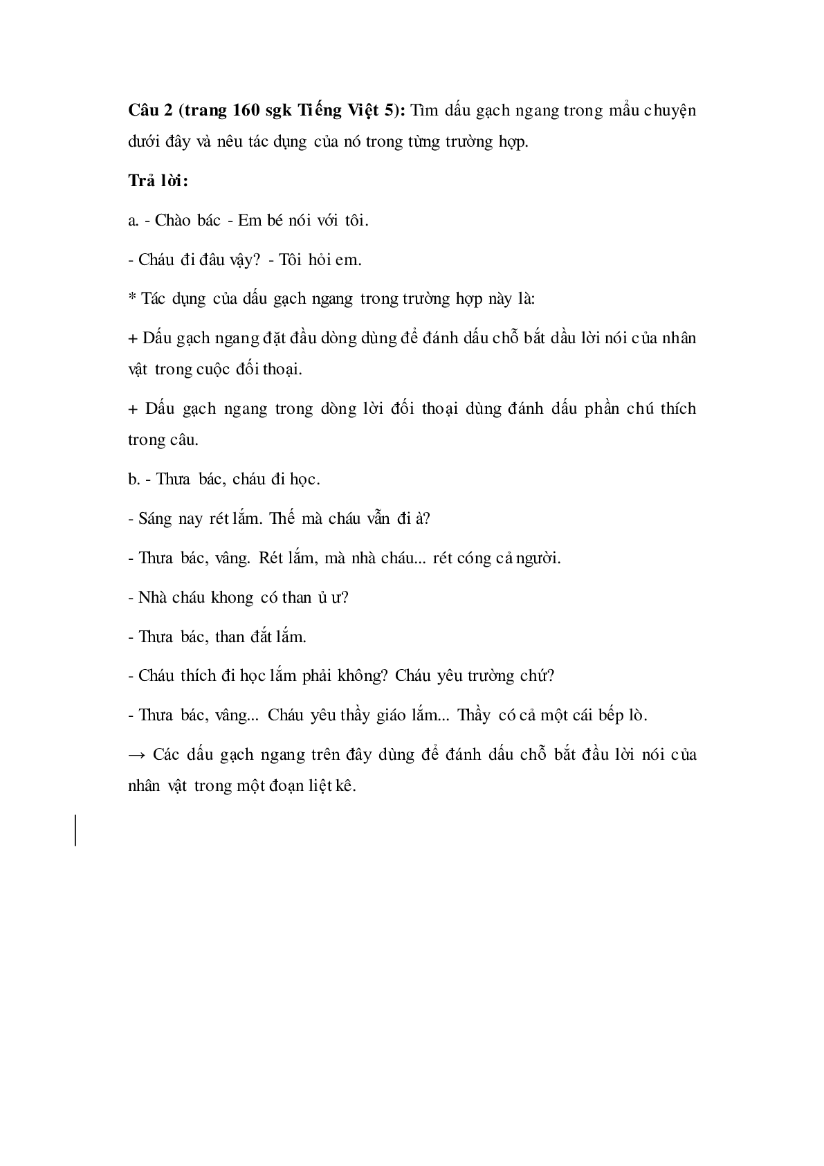 Soạn Tiếng Việt lớp 5: Luyện từ và câu: Ôn tập về dấu câu (Dấu gạch ngang) mới nhất (trang 2)