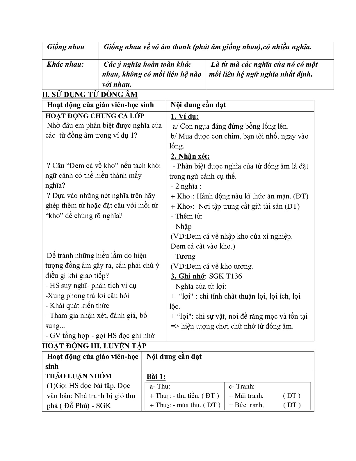 Giáo án ngữ văn lớp 7 Tuần 11 Tiết 42: Từ đồng âm mới nhất (trang 4)