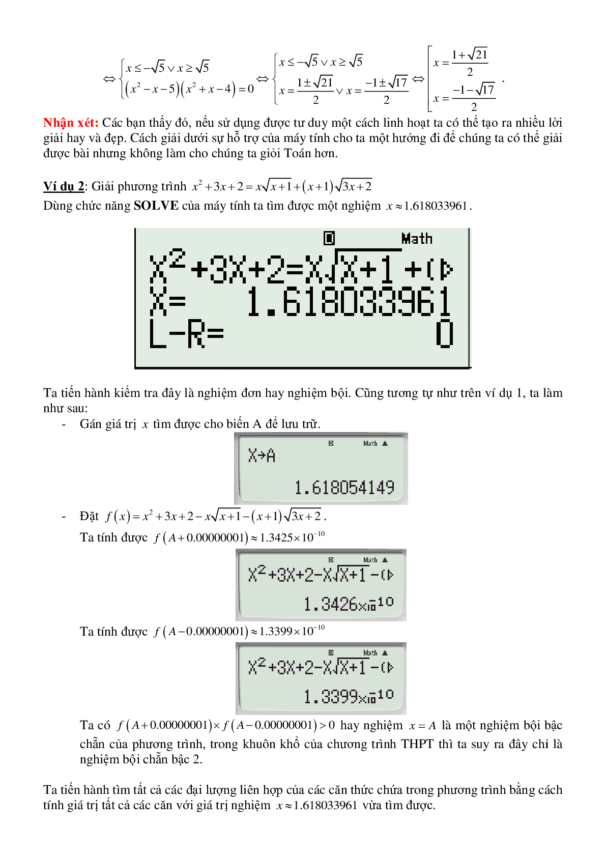 Sử dụng máy tính cầm tay trong tìm kiếm lời giải PT – BPT (trang 9)