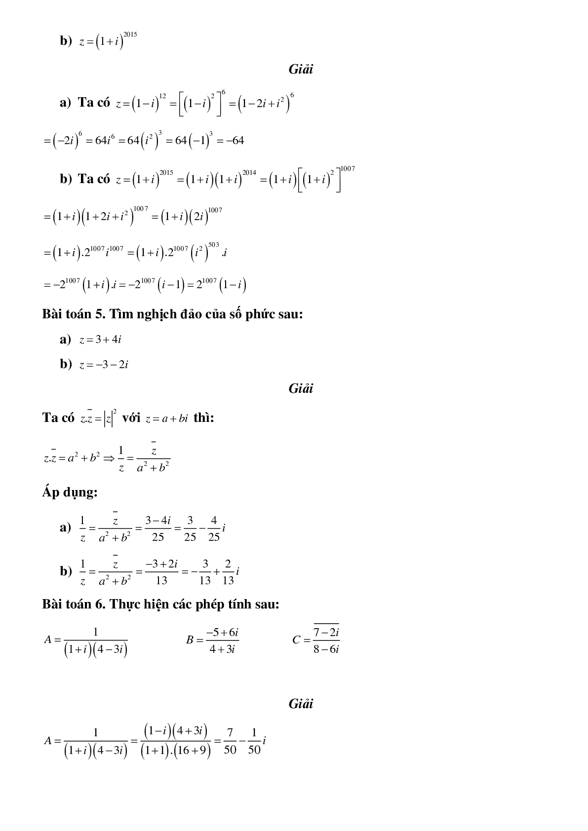50 Bài tập Cộng trừ và nhân số phức (có đáp án)- Toán 12 (trang 3)