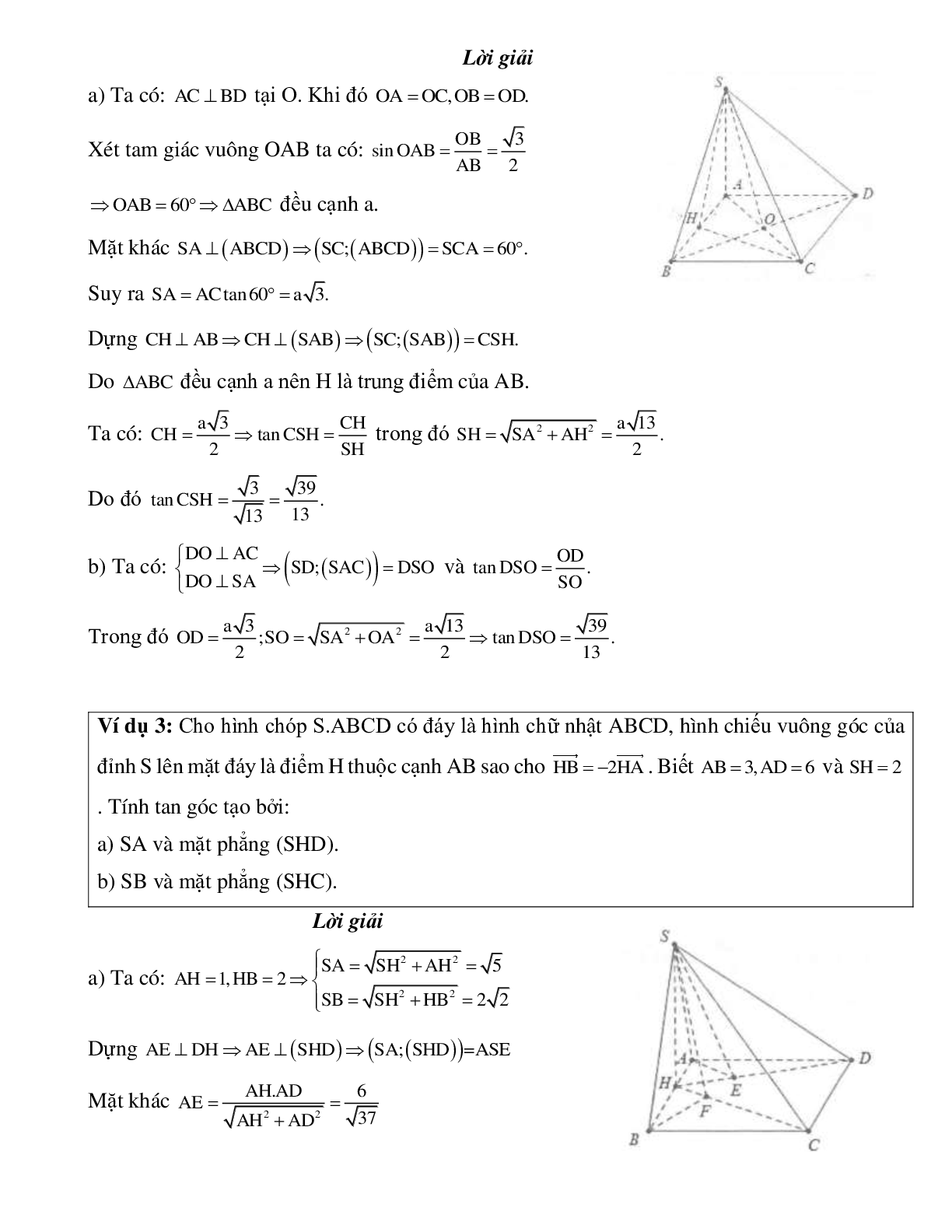 Chuyên đề Góc giữa đường thẳng và mặt phẳng - Góc giữa cạnh bên và mặt chứa đường cao có đáp án (trang 2)