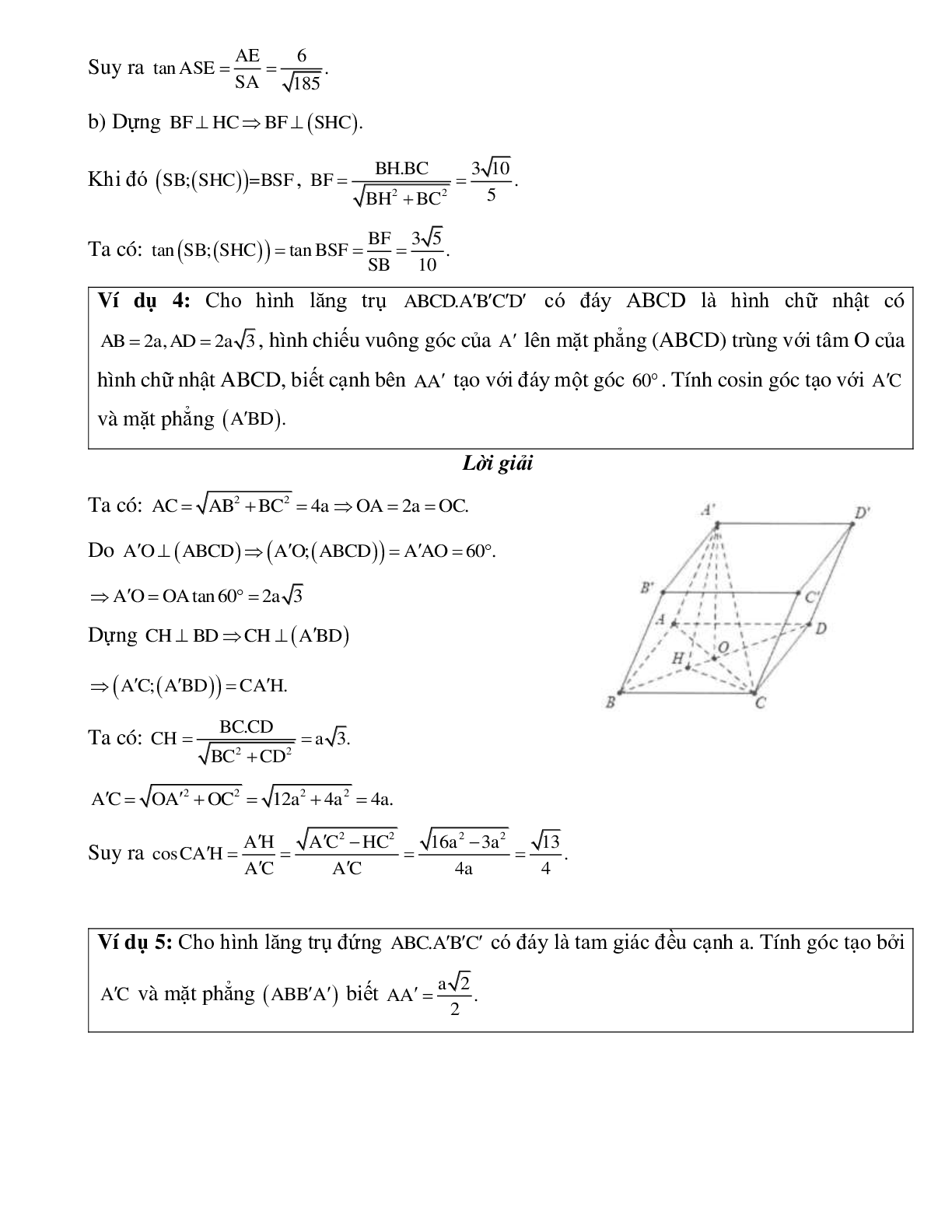 Chuyên đề Góc giữa đường thẳng và mặt phẳng - Góc giữa cạnh bên và mặt chứa đường cao có đáp án (trang 3)