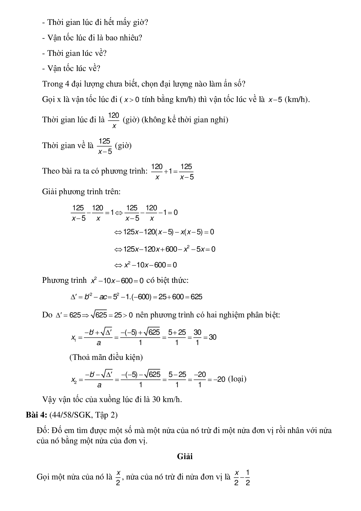 Bài toán Giải bài toán bằng cách lập phương trình (trang 4)