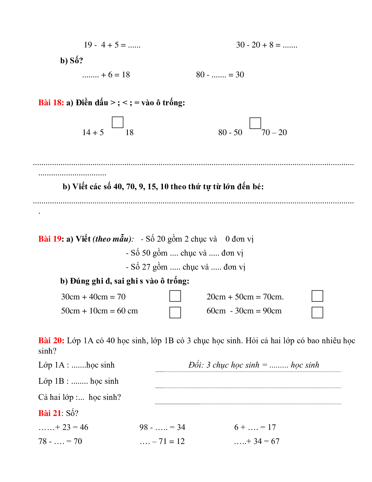 Tuyển tập 272 bài toán lớp 1 ôn tập theo chủ đề có đáp án, chọn lọc (trang 5)