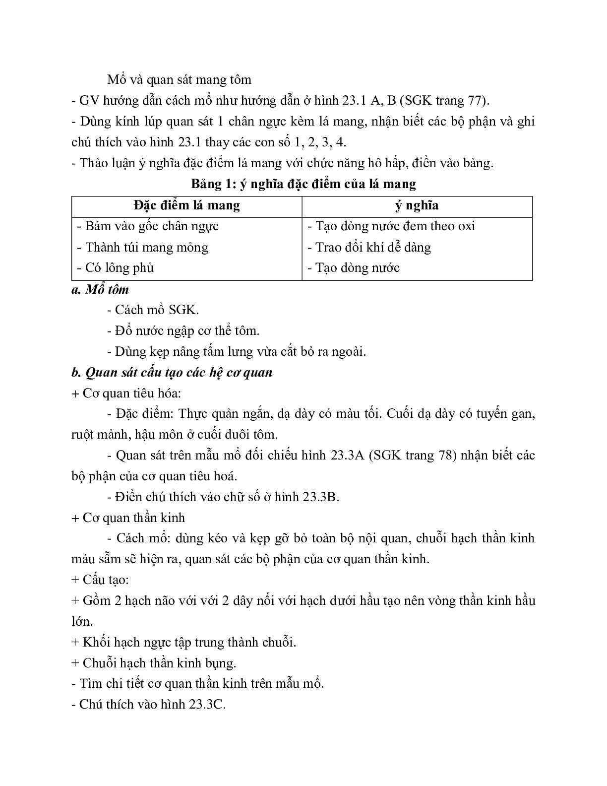 Giáo án Sinh học 7 Bài 23: Thực hành Mổ và quan sát tôm sông mới nhất - CV5512 (trang 2)