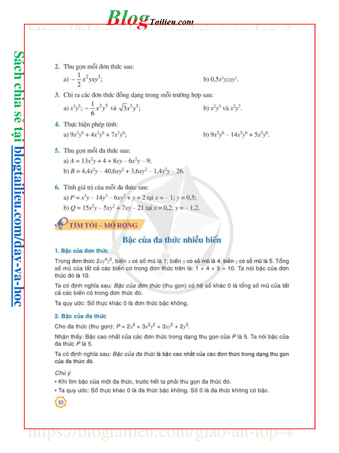 Toán lớp 8 Tập 1 Cánh diều pdf (trang 10)