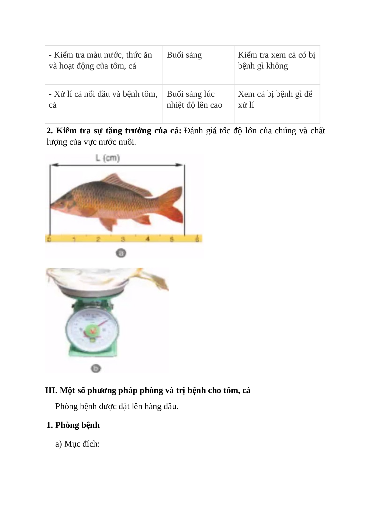 Công nghệ 7 Bài 54 (Lý thuyết và trắc nghiệm): Chăm sóc, quản lý và phòng, trị bệnh cho động vật thuỷ sản ( tôm, cá) (trang 2)