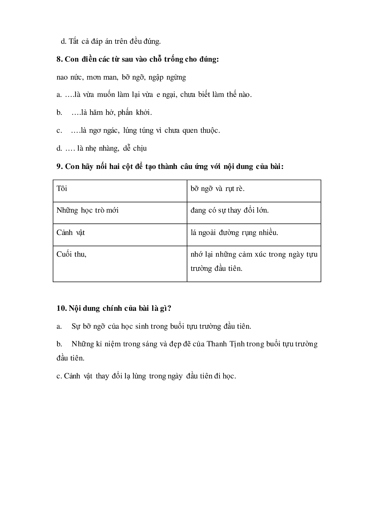 Soạn Tiếng Việt lớp 3: Tập đọc: Nhớ lại buổi đầu đi học mới nhất (trang 4)