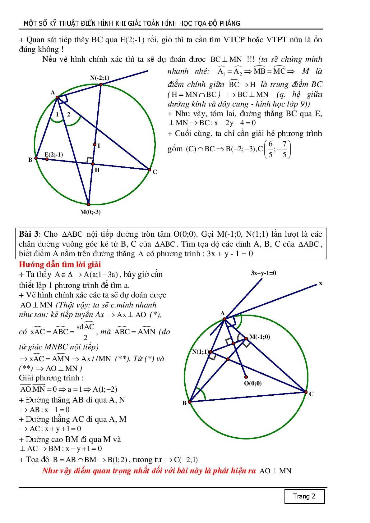 10 kỹ thuật tiếp cận để giải một bài toán hình học Oxy (trang 2)
