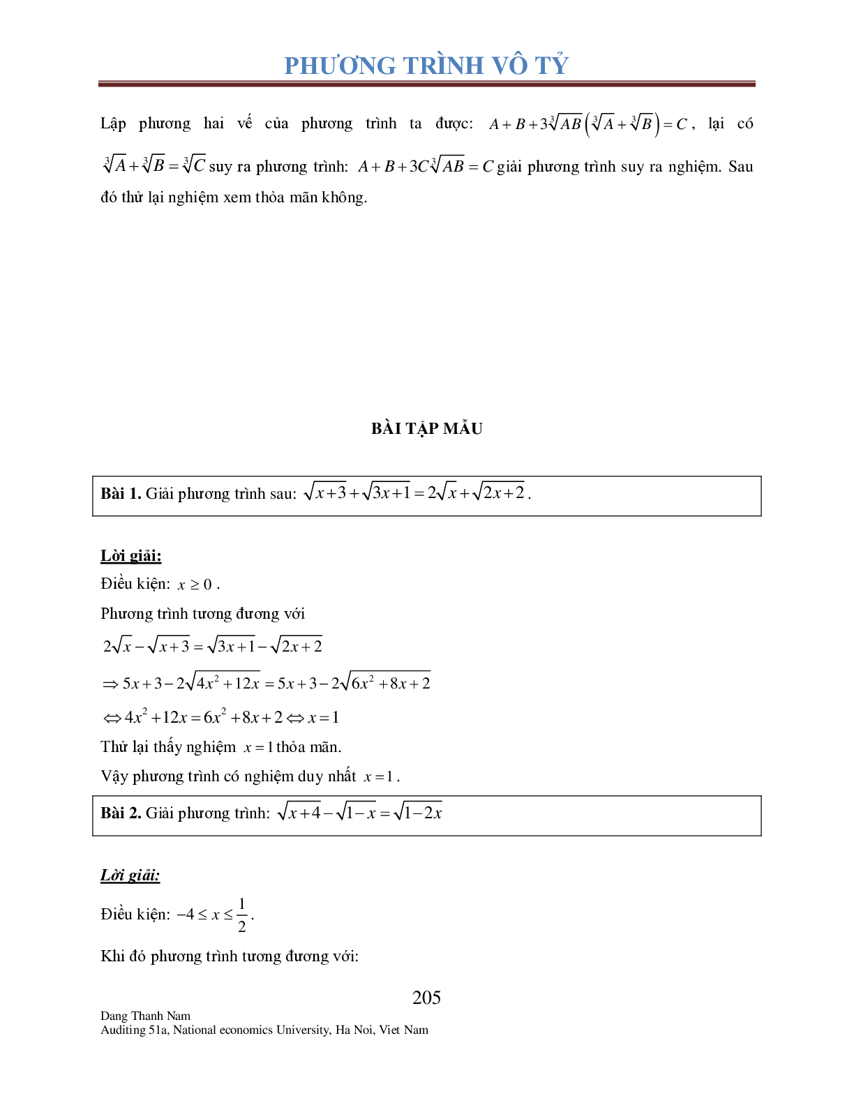 Chuyên đề phương trình Vô tỉ (trang 10)