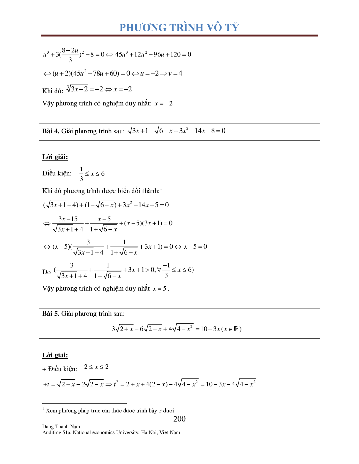 Chuyên đề phương trình Vô tỉ (trang 5)