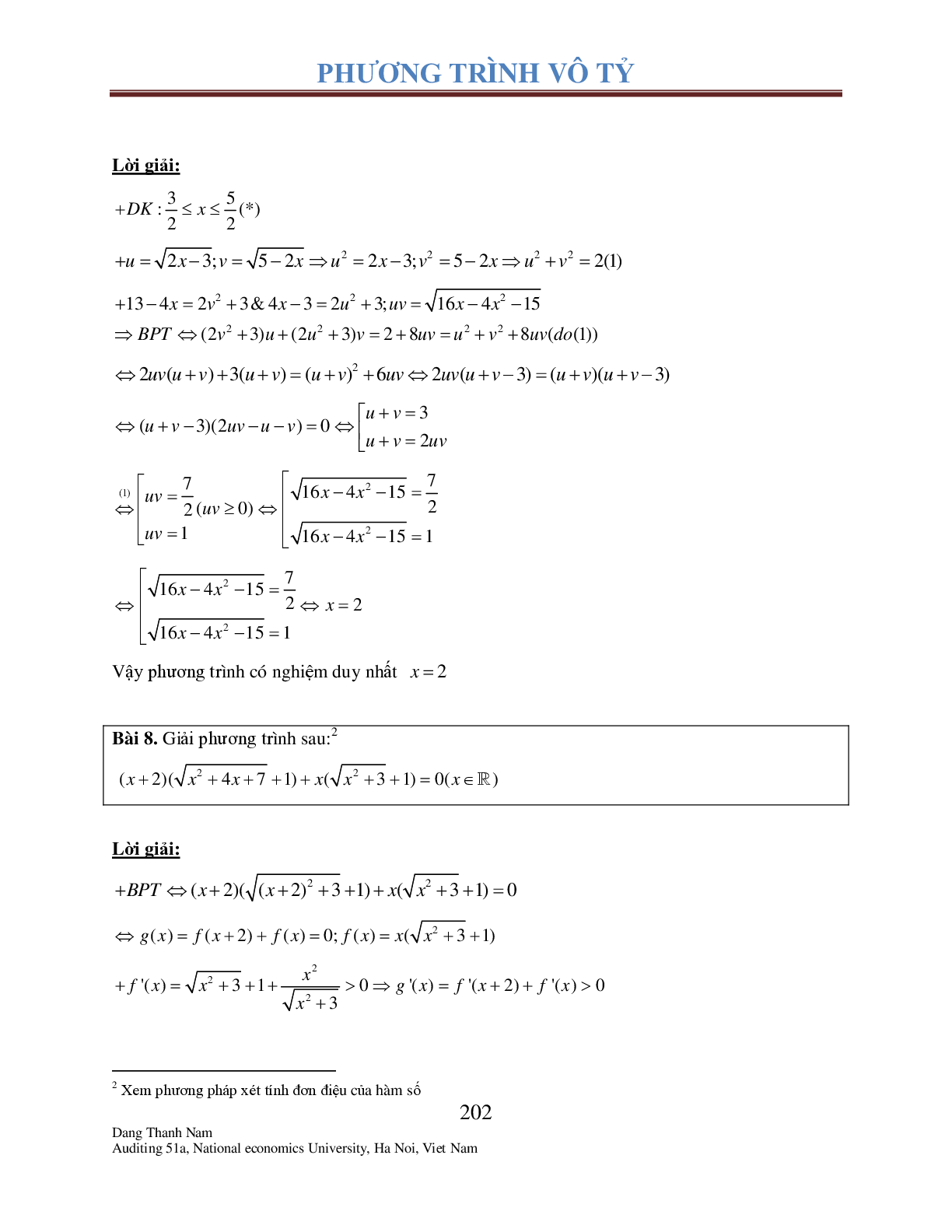 Chuyên đề phương trình Vô tỉ (trang 7)