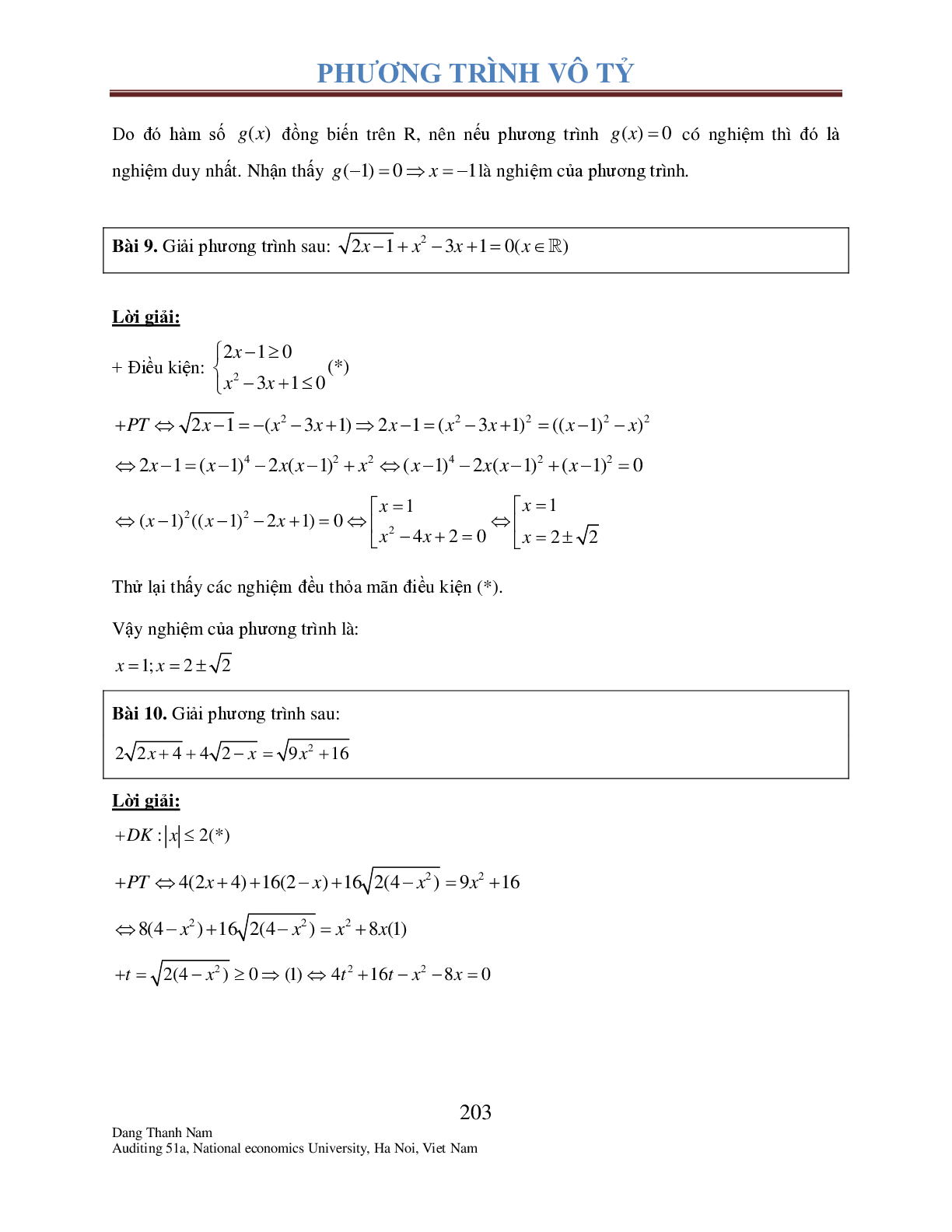 Chuyên đề phương trình Vô tỉ (trang 8)