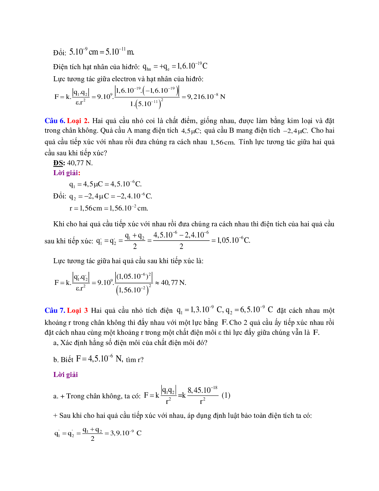 Chuyên đề Điện tích - Điện trường môn Vật lý lớp 11 (trang 3)