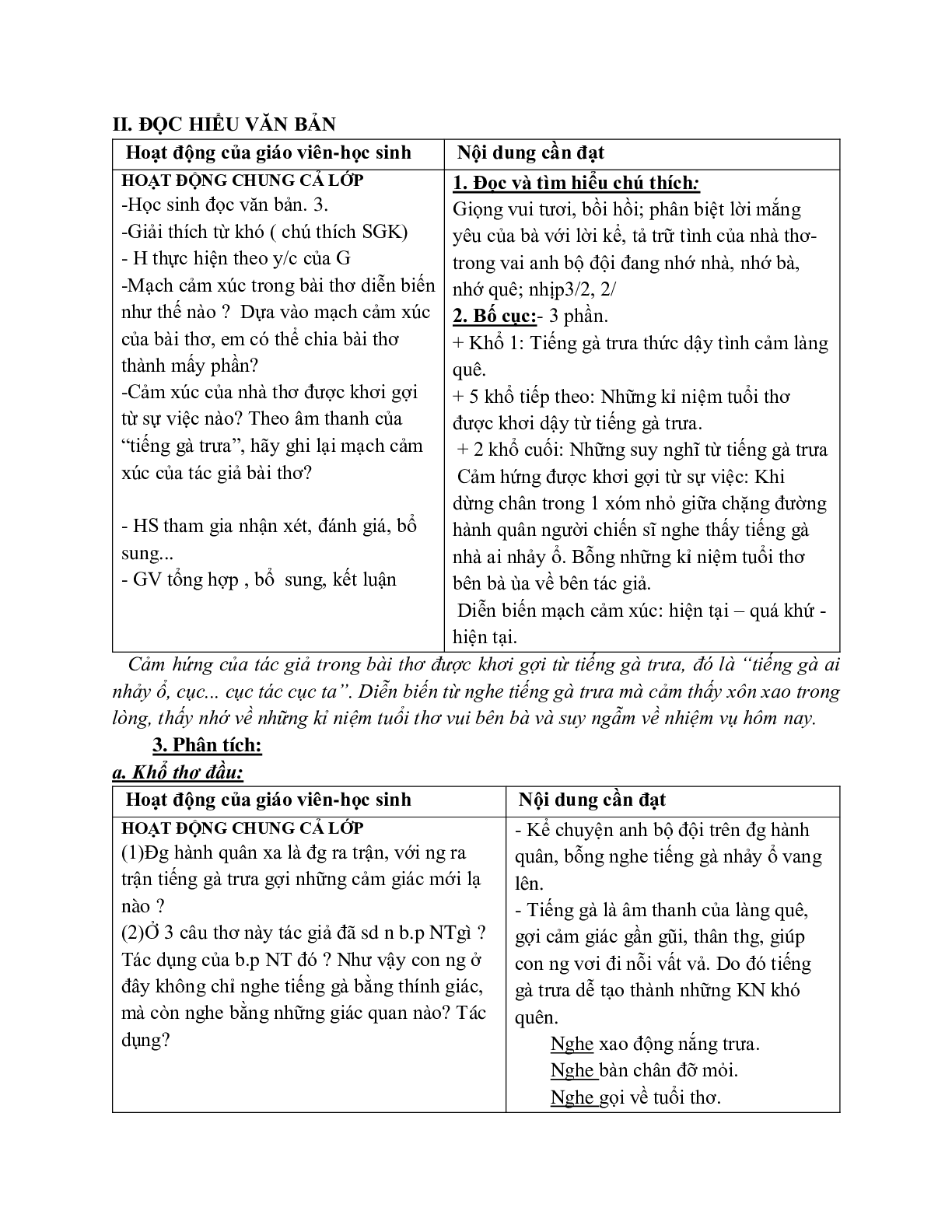 Giáo án ngữ văn lớp 7 Tuần 13 Tiết 53: Tiếng gà trưa mới nhất (trang 3)