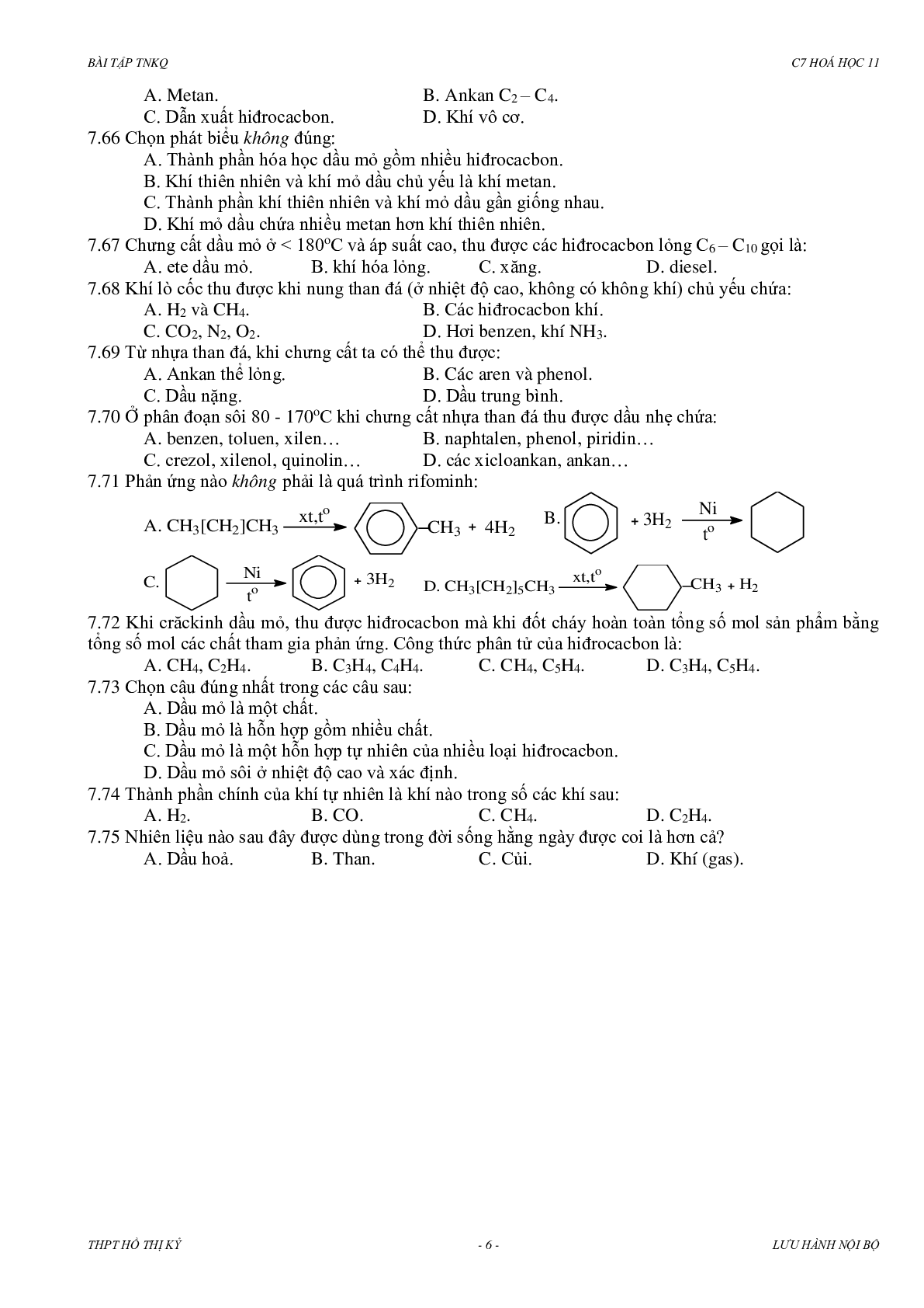 Bài tập về hidrocacbon thơm có đáp án, chọn lọc (trang 6)