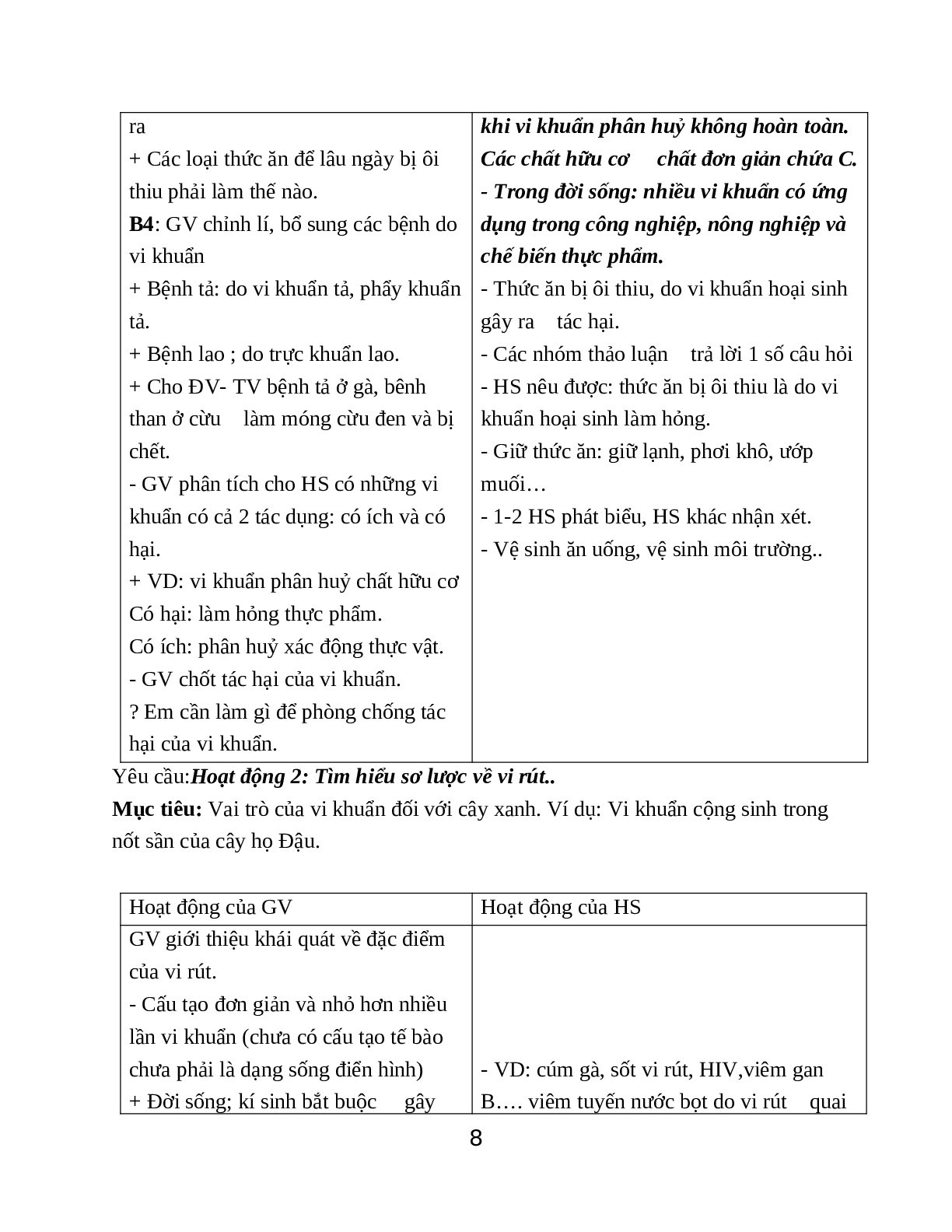 Giáo án Sinh học 6 Bài 50: Vi khuẩn mới nhất (trang 8)