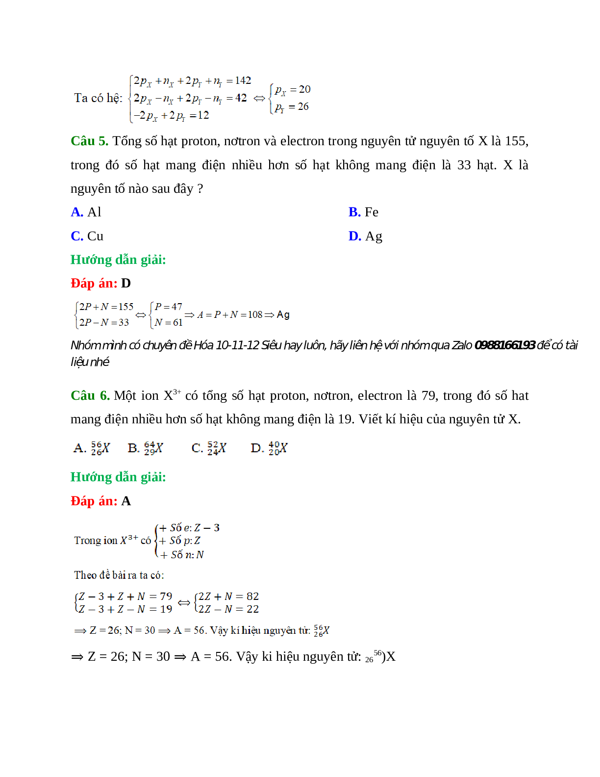 Bài tập về nguyên tử có đáp án, chọn lọc (trang 5)