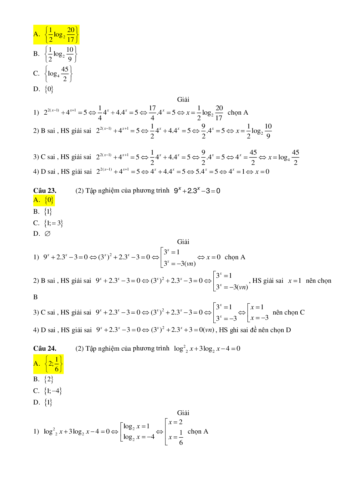 43 câu Trắc nghiệm Phương trình mũ và logarit có đáp án 2023 – Toán 12 (trang 7)