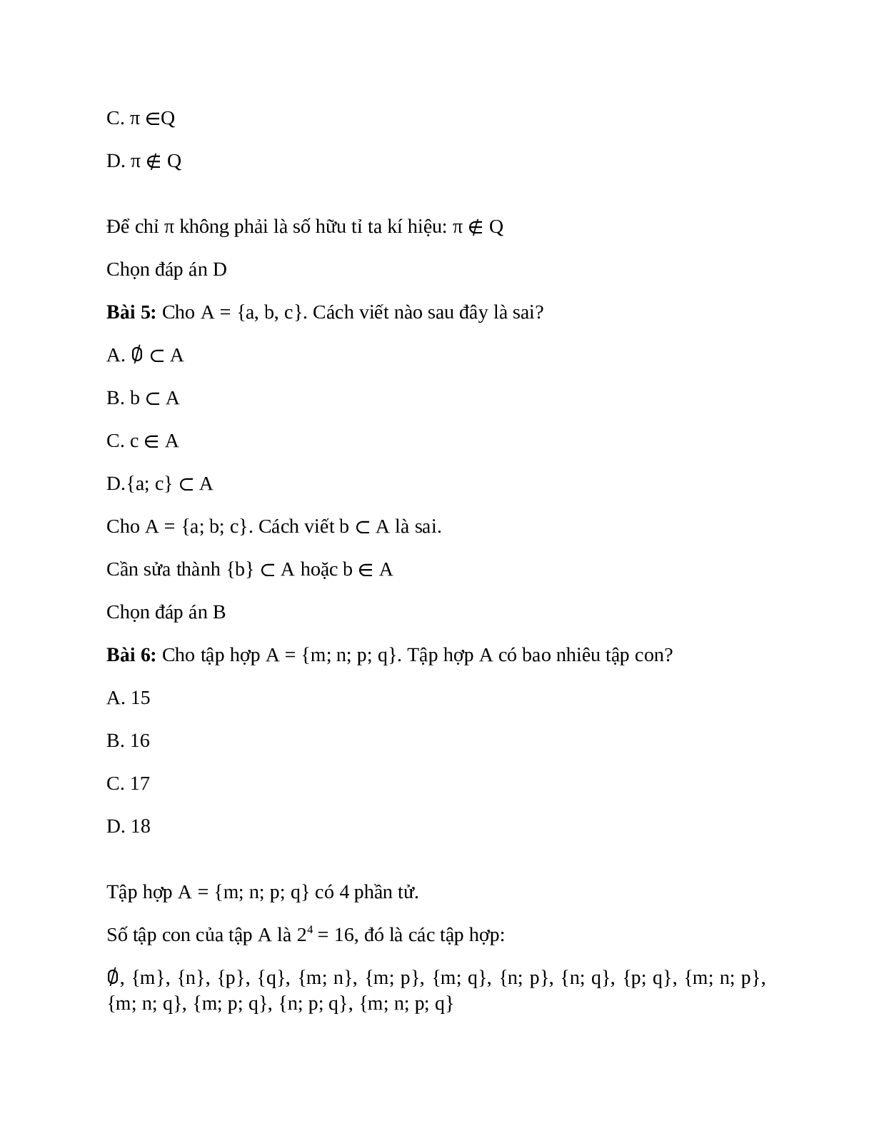 Trắc nghiệm Tập hợp có đáp án – Toán lớp 10 (trang 3)