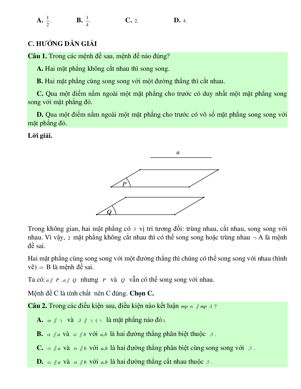 Bài tập Toán hình 11 Bài 4 có đáp án: Hai mặt phẳng song song (trang 7)