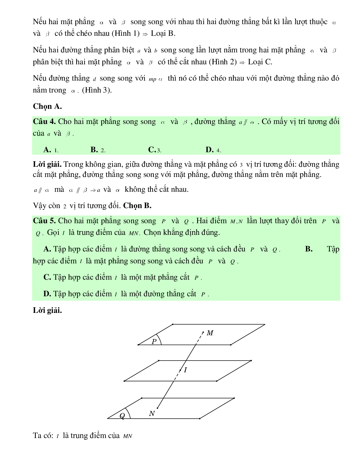 Bài tập Toán hình 11 Bài 4 có đáp án: Hai mặt phẳng song song (trang 9)