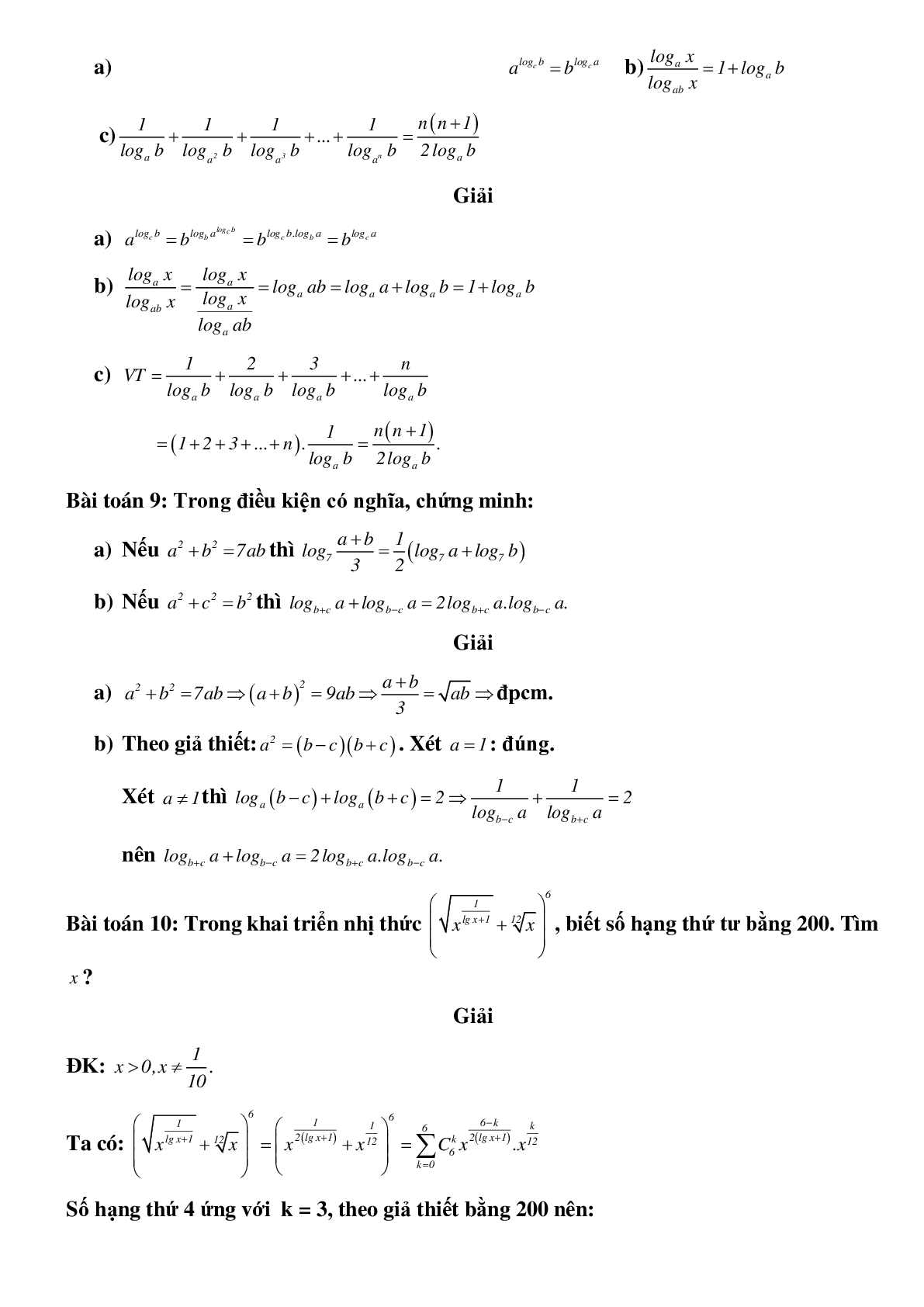 Dạng bài tập Biến đổi logarit (trang 4)