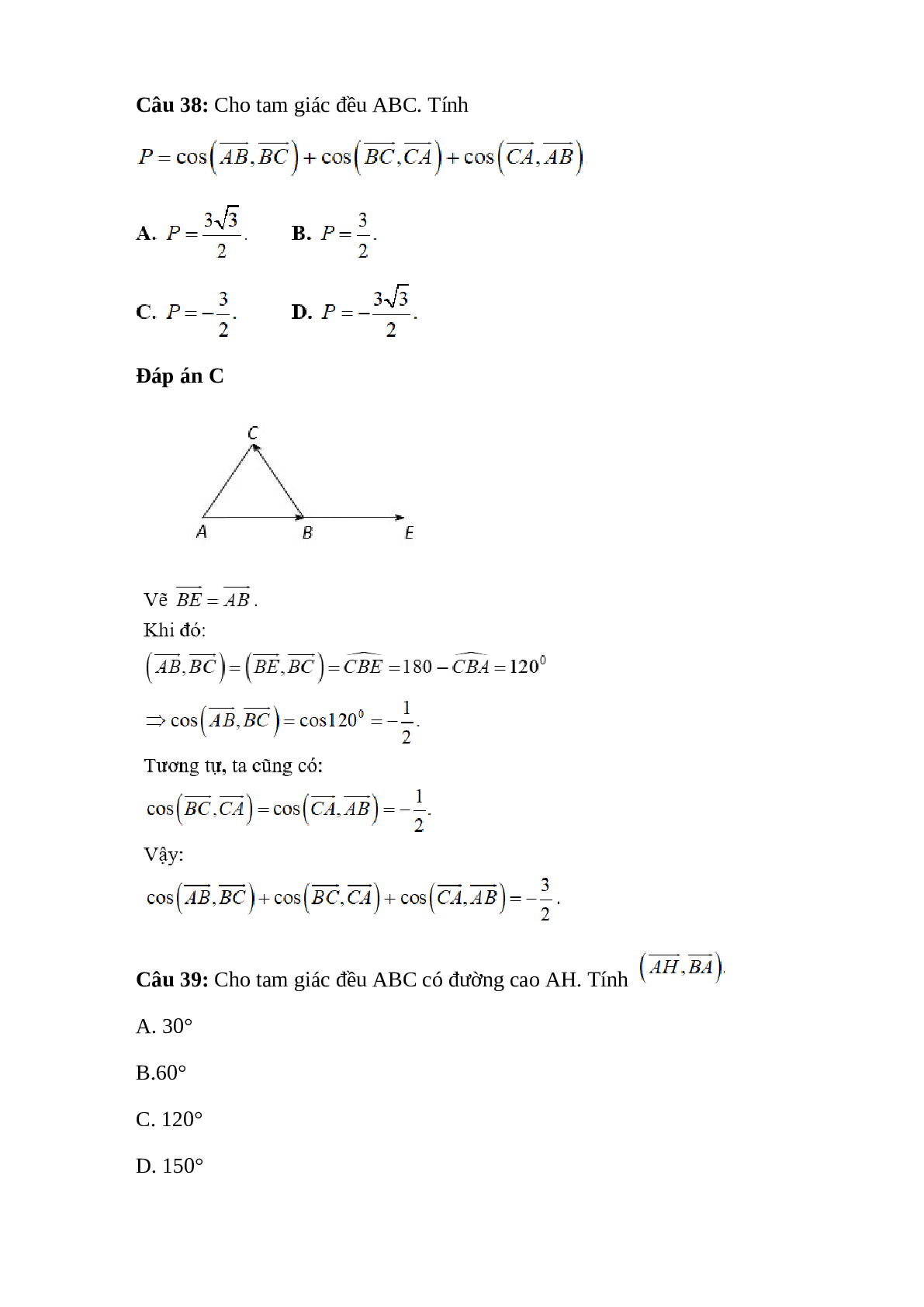 Trắc nghiệm Giá trị lượng giác của một góc bất kì từ 0 đến 180 (phần 3) có đáp án – Toán lớp 10 (trang 4)