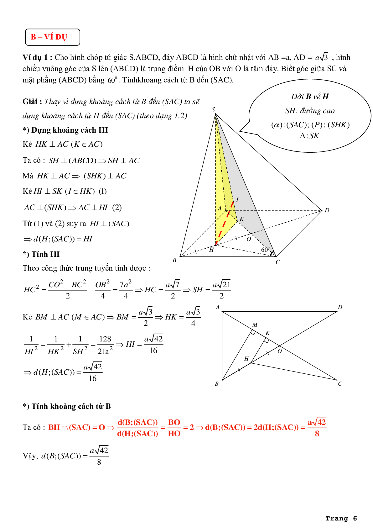 Phân dạng bài tập và phương pháp giải bài toán về khoảng cách từ điểm đến mặt phẳng (trang 6)