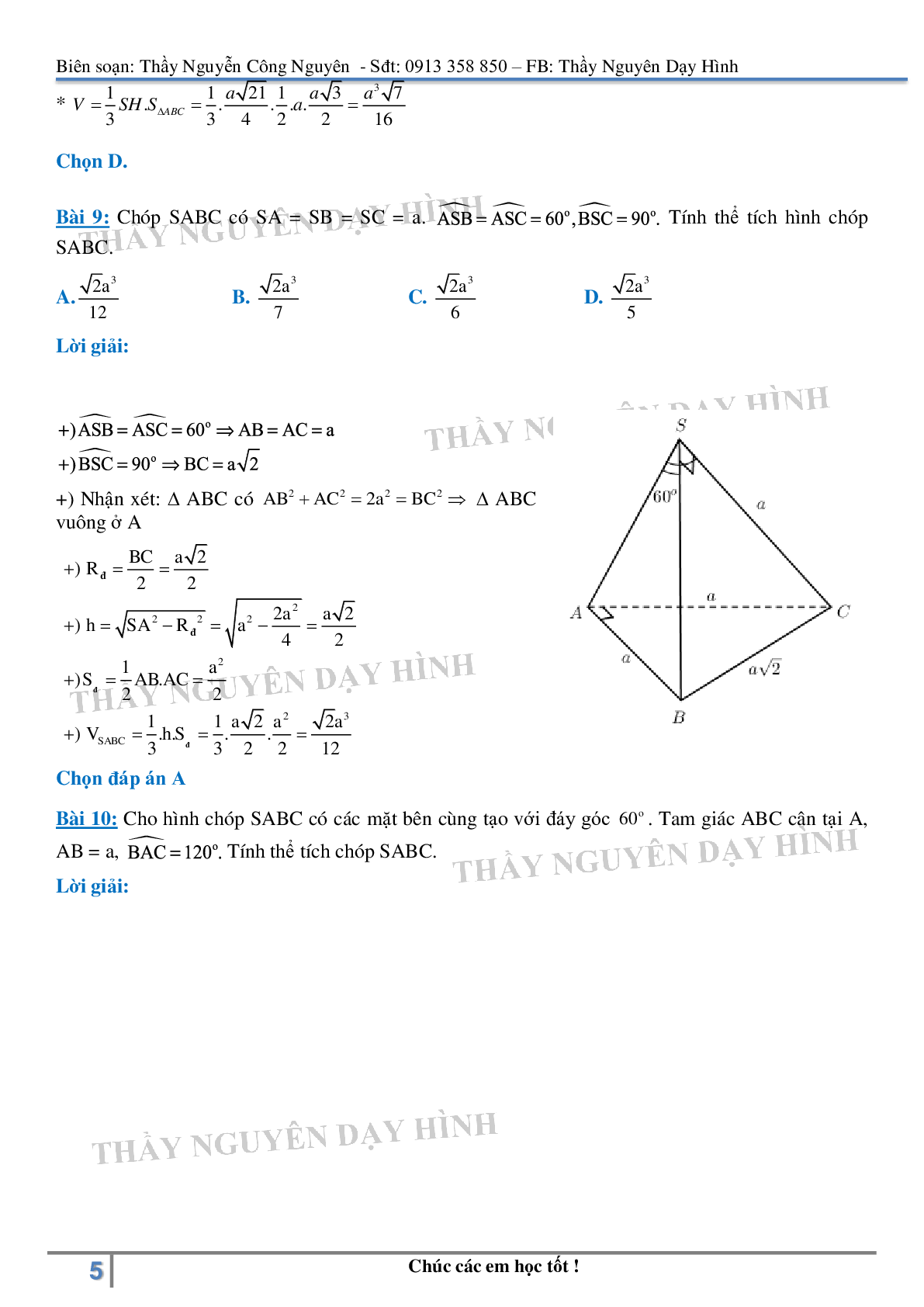 Bài tập chuyên đề hình học không gian lớp 12 - có đáp án (trang 5)