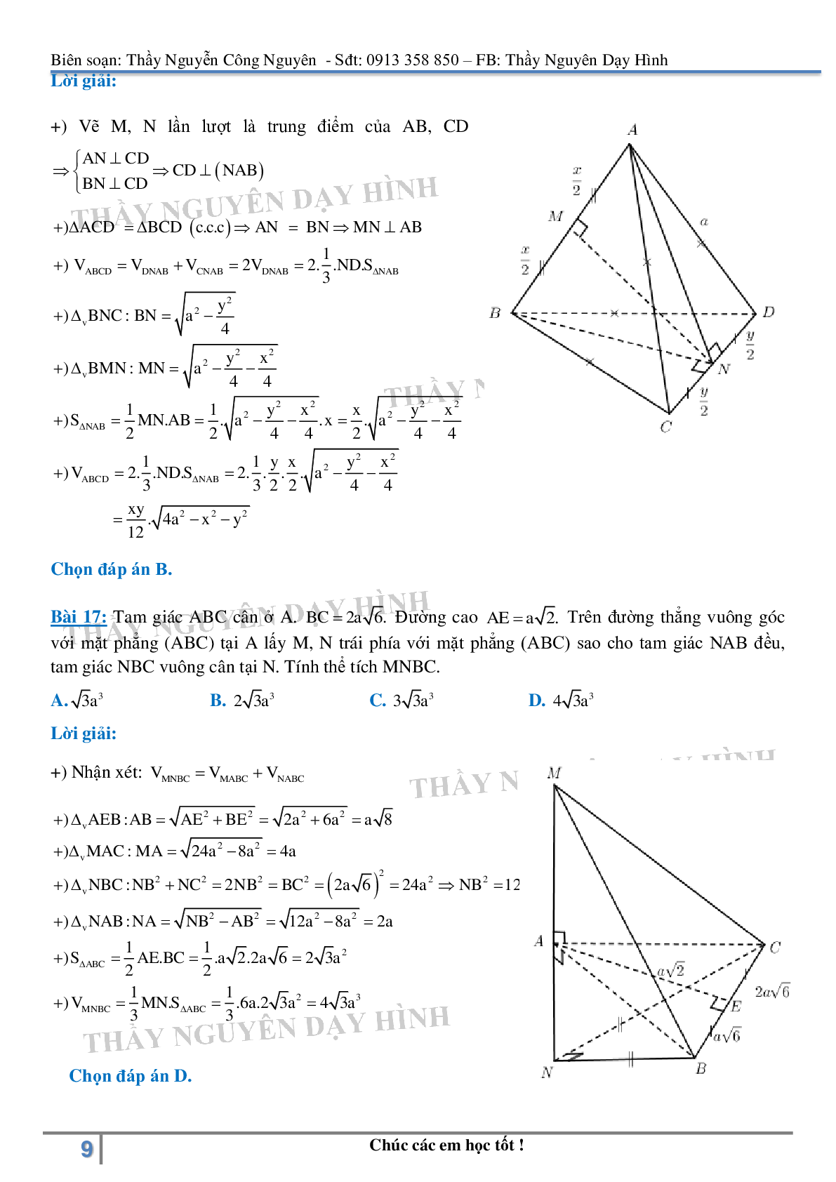Bài tập chuyên đề hình học không gian lớp 12 - có đáp án (trang 9)