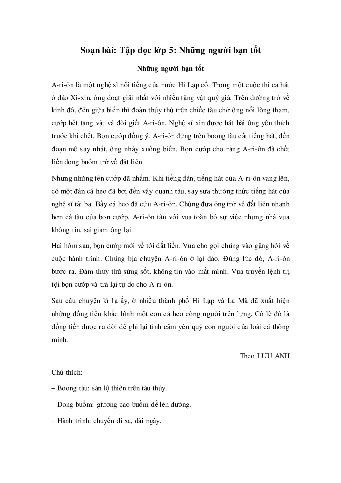 Soạn Tiếng Việt lớp 5: Tập đọc: Những người bạn tốt mới nhất. (trang 1)