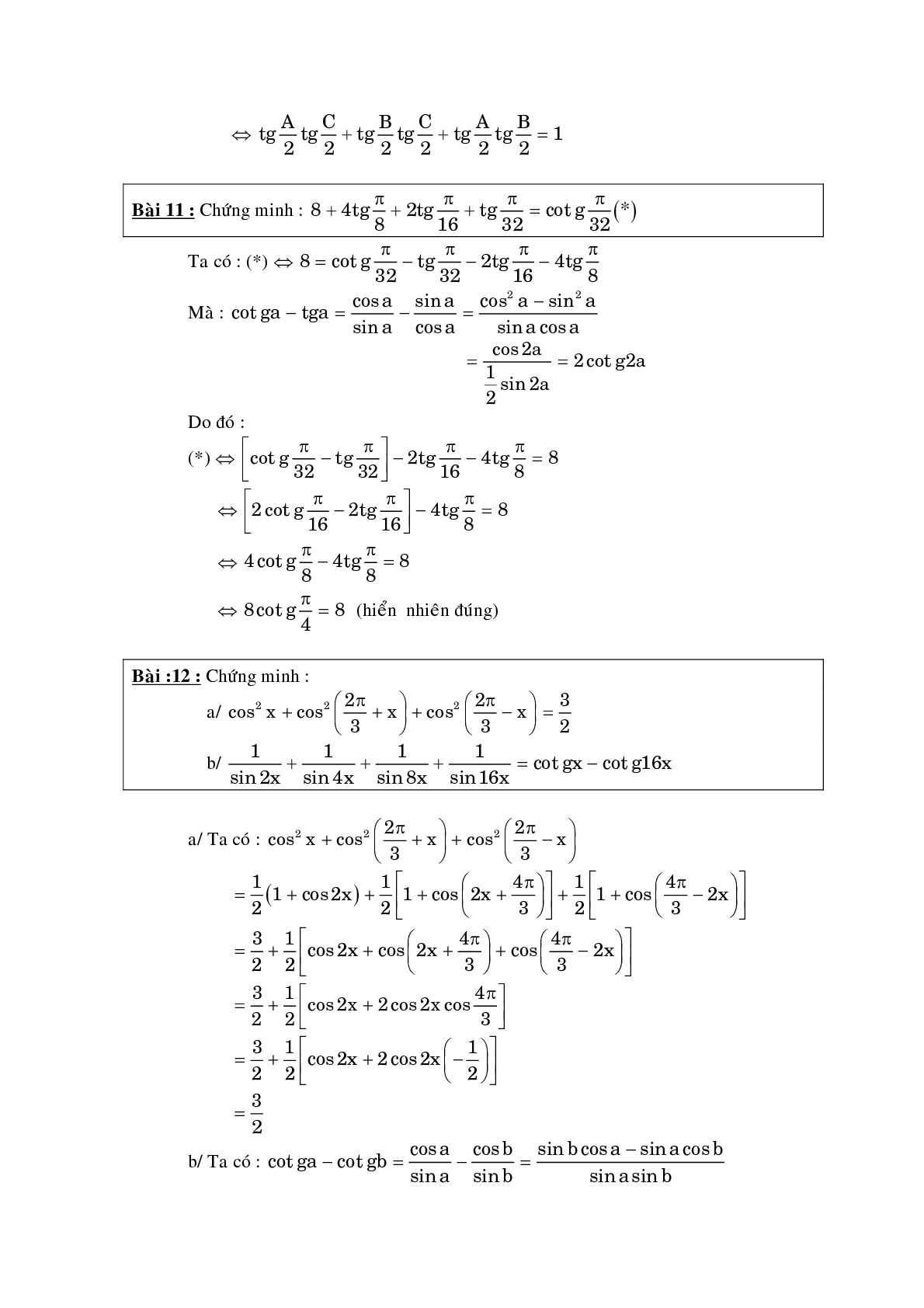 Chuyên đề công thức lượng giác và phương trình lượng giác (trang 10)