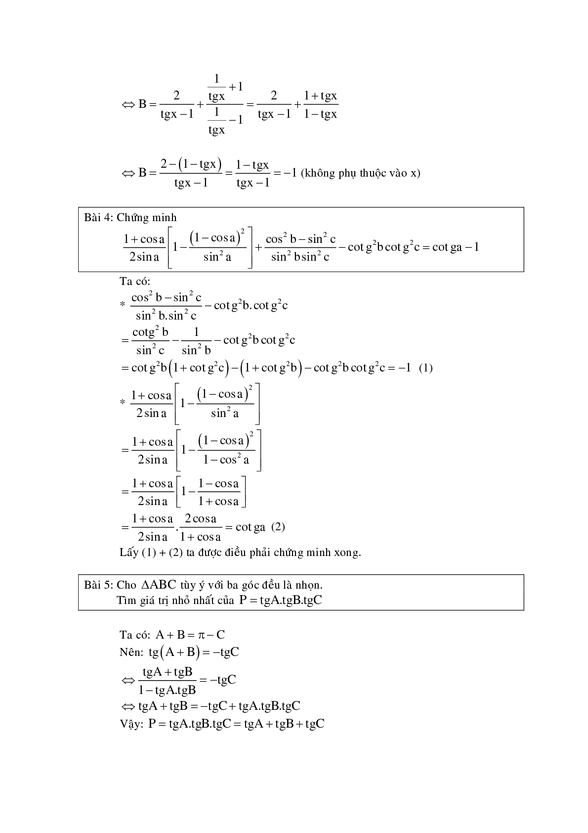 Chuyên đề công thức lượng giác và phương trình lượng giác (trang 6)