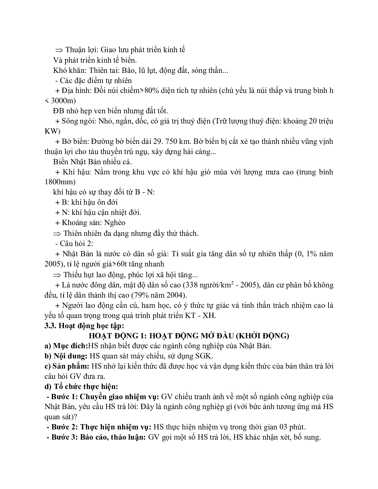 Giáo án Địa lí 11 Bài 9 Nhật Bản tiết 2 mới nhất (trang 2)