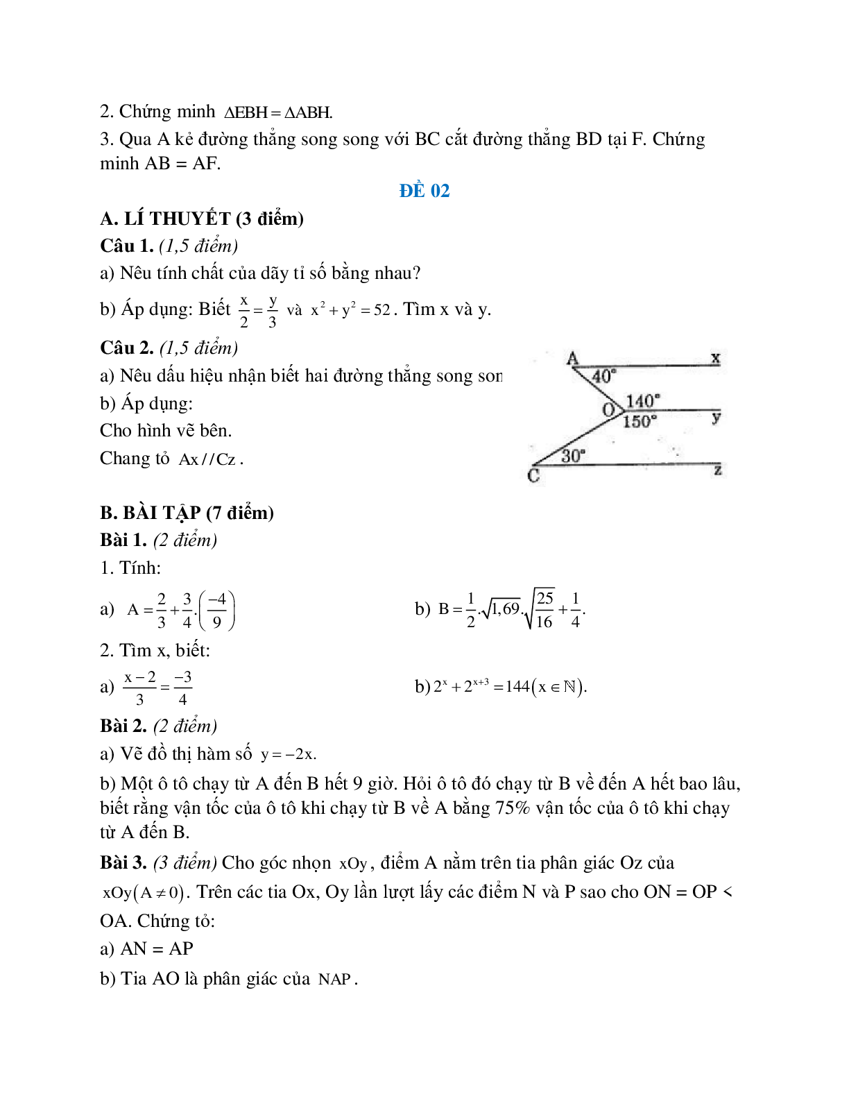 5 Đề thi học kì 1 toán 7 năm học 2021 (trang 2)