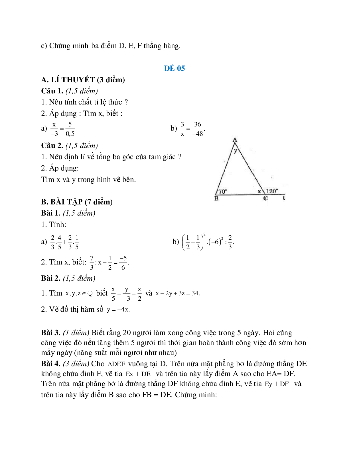 5 Đề thi học kì 1 toán 7 năm học 2021 (trang 5)