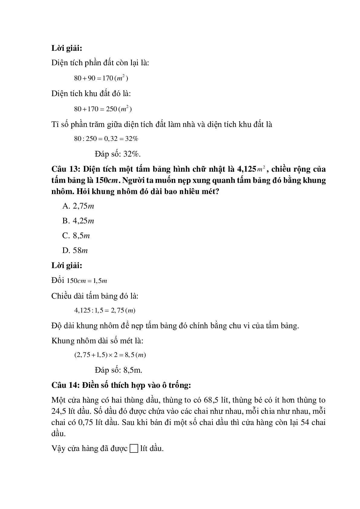 14 câu Trắc nghiệm Ôn tập về phép chia có đáp án 2023 – Toán lớp 5 (trang 6)