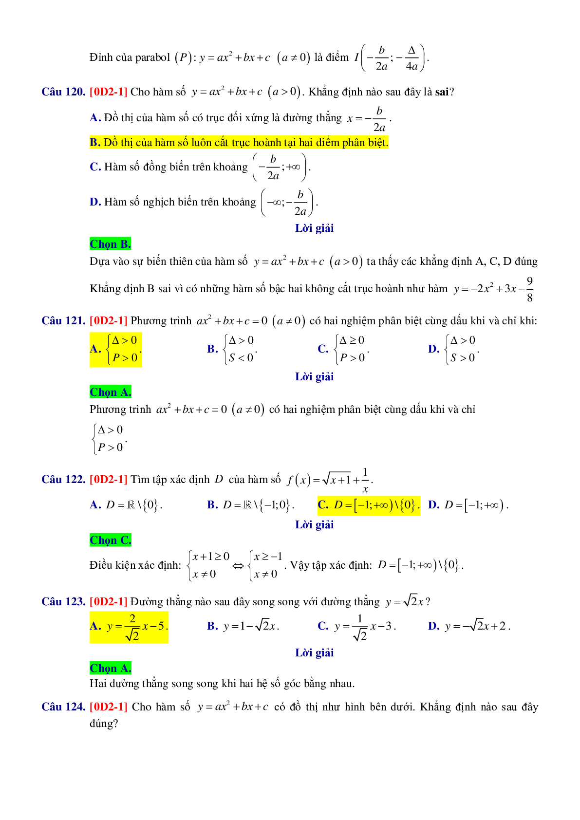 Chuyên đề trắc nghiệm Hàm số bậc nhất và bậc hai - có đáp án chi tiết (trang 3)