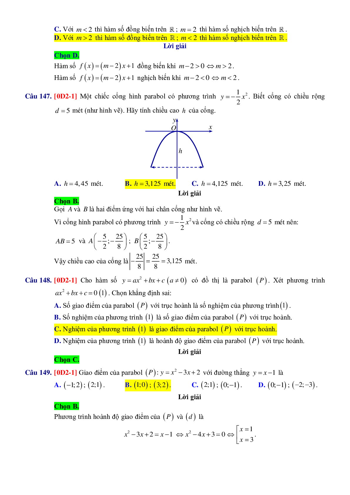 Chuyên đề trắc nghiệm Hàm số bậc nhất và bậc hai - có đáp án chi tiết (trang 9)