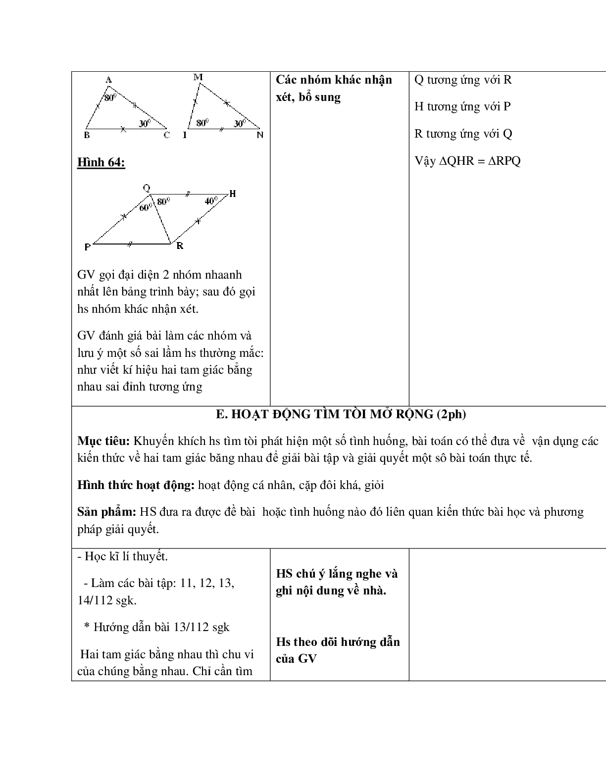 Giáo án Toán học 7 bài 2: Hai tam giác bằng nhau hay nhất (trang 5)
