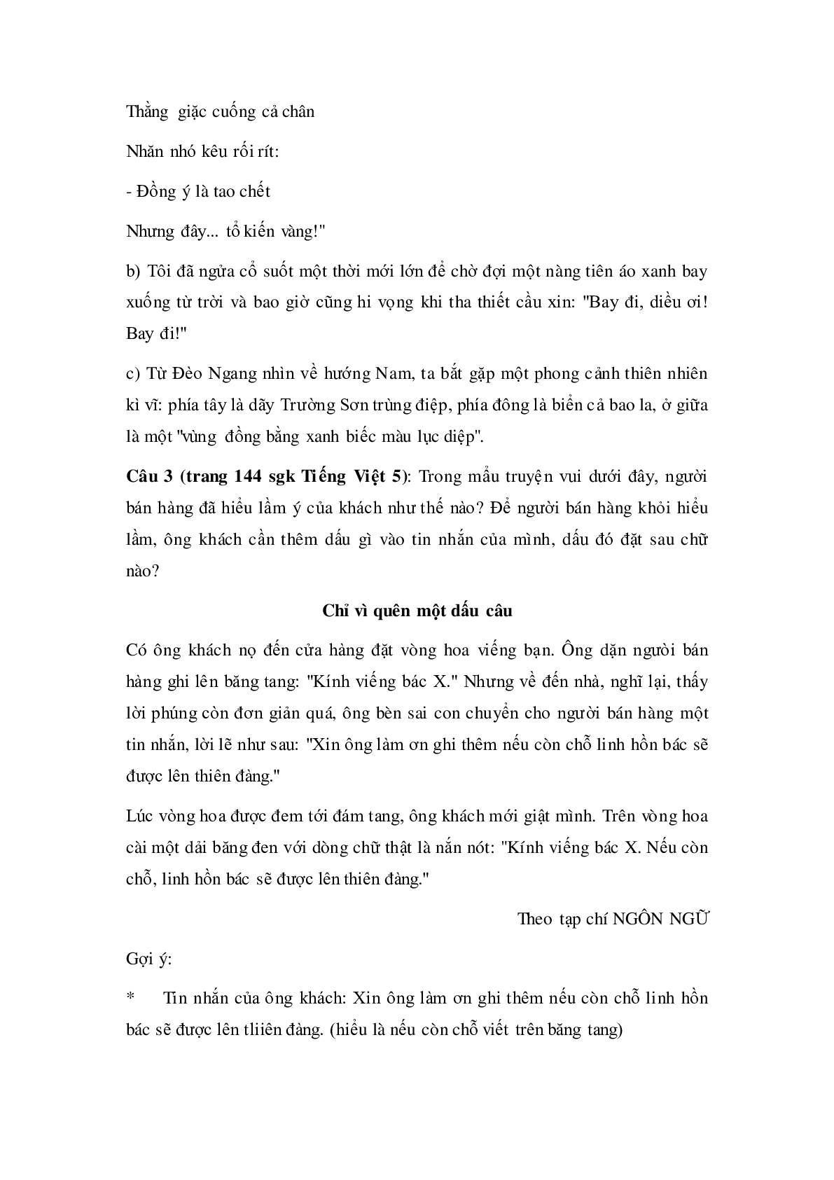 Soạn Tiếng Việt lớp 5: Luyện từ và câu: Ôn tập về dấu câu (Dấu hai chấm) mới nhất (trang 2)