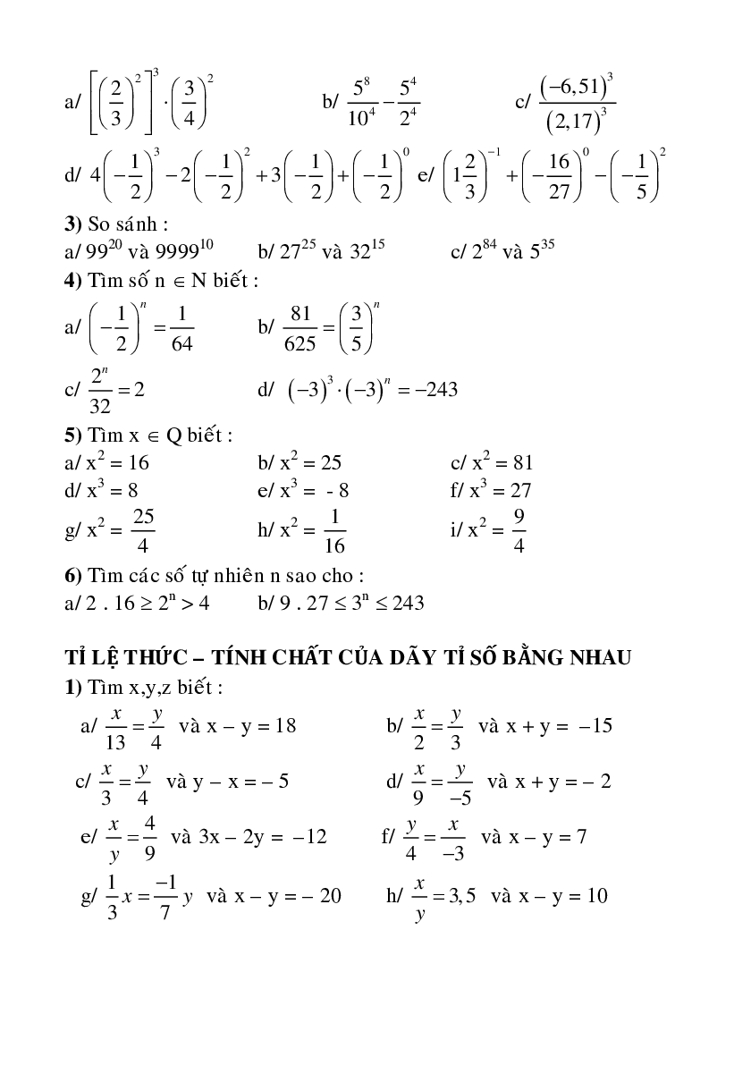 Đề cương học kì I môn Toán lớp 7 (trang 3)