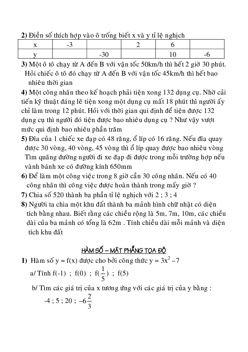 Đề cương học kì I môn Toán lớp 7 (trang 8)