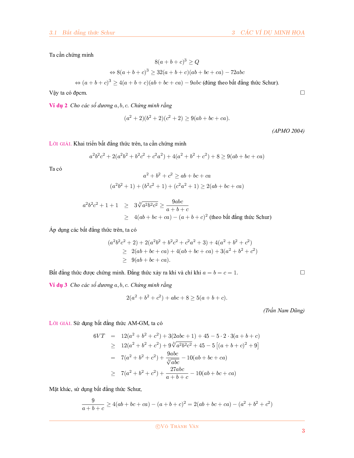 Bất đẳng thức Schur và phương pháp đổi biến P, Q, R 2023 đầy đủ, chi tiết (trang 3)